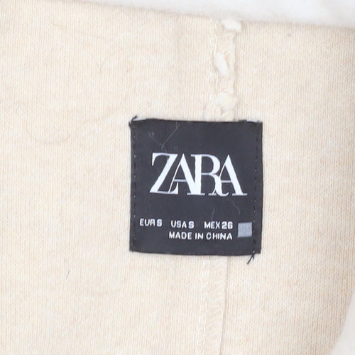 ZARA Women Ivory Wool Blend Long Overcoat Size S Classic Style