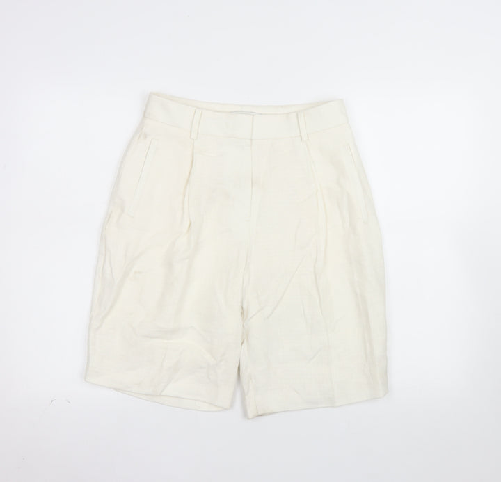 Marks and Spencer Autograph Women's Ivory Linen Bermuda Shorts Size 8