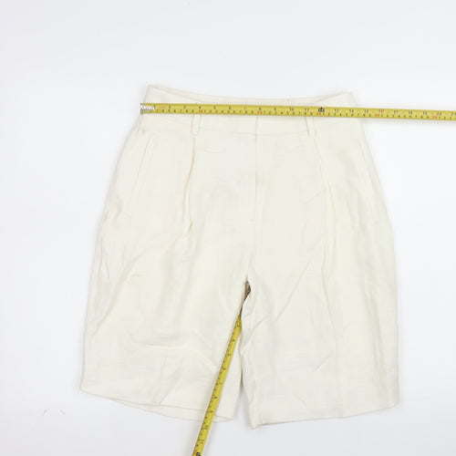 Marks and Spencer Autograph Women's Ivory Linen Bermuda Shorts Size 8