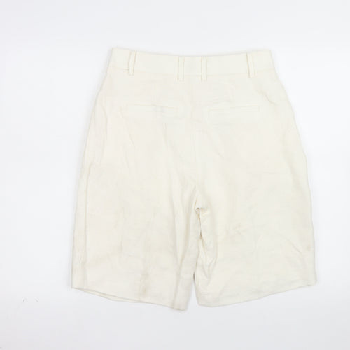 Marks and Spencer Autograph Women's Ivory Linen Bermuda Shorts Size 8