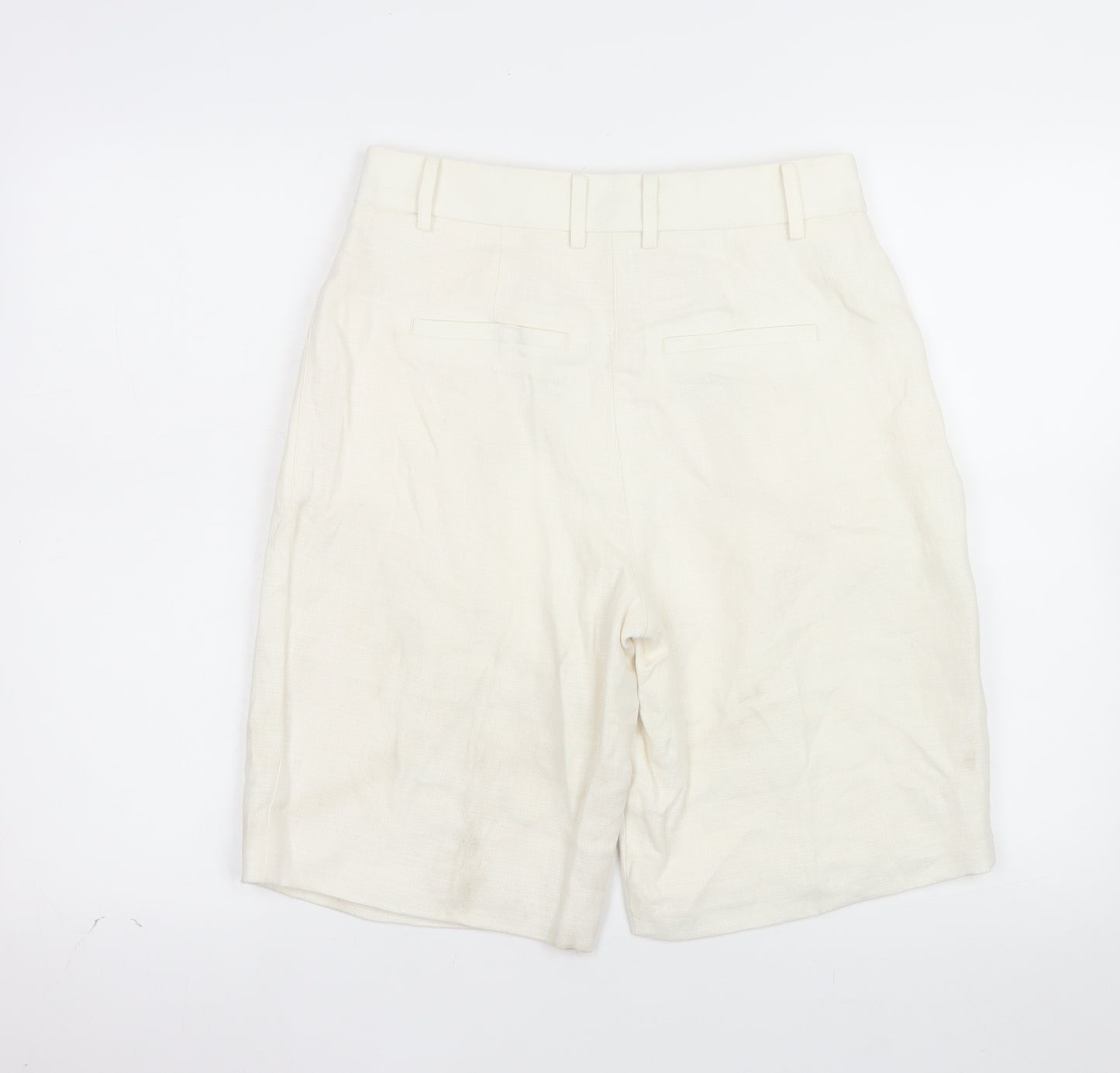 Marks and Spencer Autograph Women's Ivory Linen Bermuda Shorts Size 8