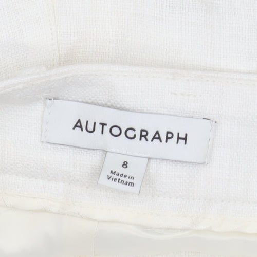 Marks and Spencer Autograph Women's Ivory Linen Bermuda Shorts Size 8
