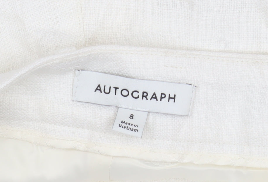 Marks and Spencer Autograph Women's Ivory Linen Bermuda Shorts Size 8