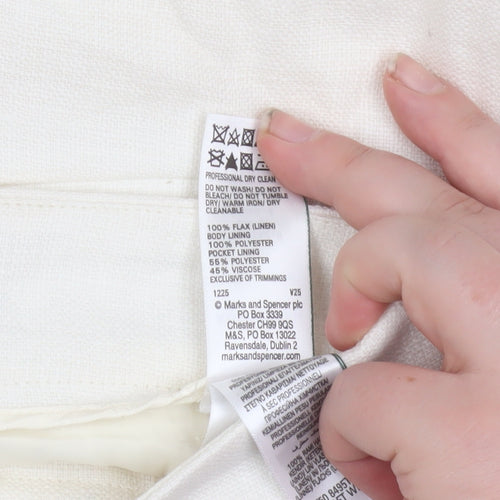 Marks and Spencer Autograph Women's Ivory Linen Bermuda Shorts Size 8