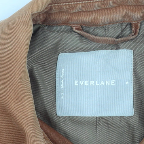 Everlane Women's Brown Cotton Trench Coat Size 10 Long Lined Classic