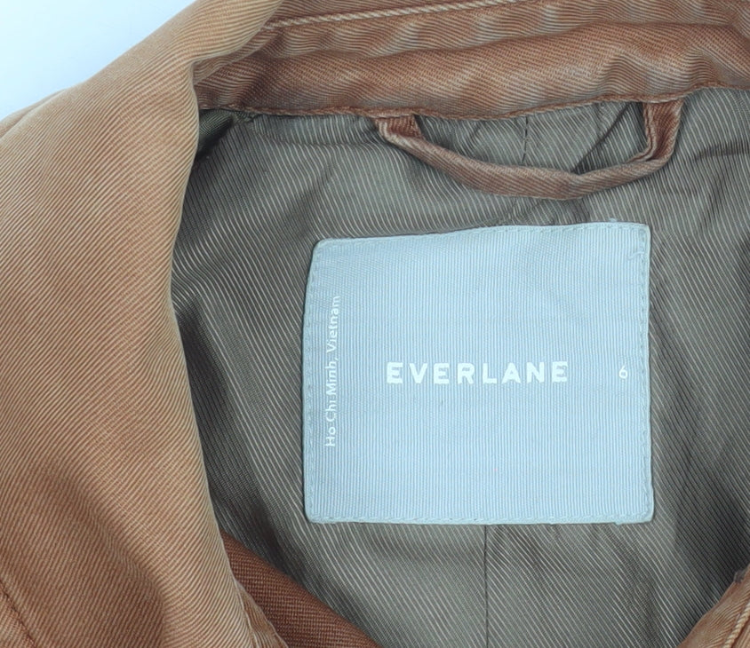 Everlane Women's Brown Cotton Trench Coat Size 10 Long Lined Classic