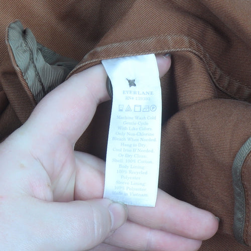 Everlane Women's Brown Cotton Trench Coat Size 10 Long Lined Classic