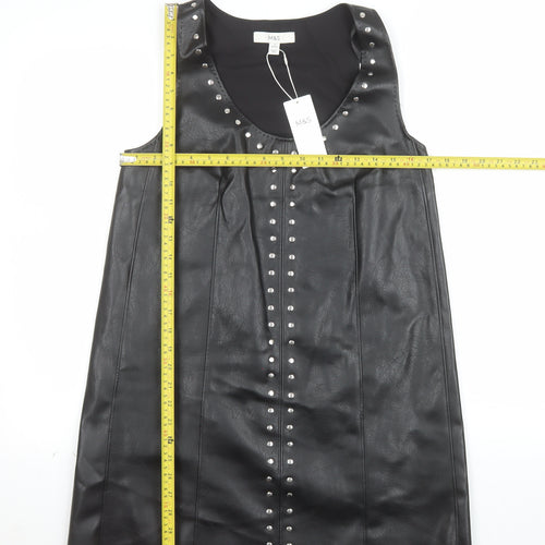 Marks and Spencer Women's Black Petite Size 8 Studded Faux Leather Shift Dress