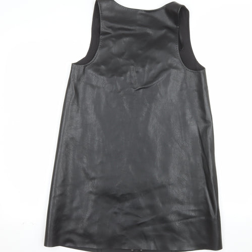 Marks and Spencer Women's Black Petite Size 8 Studded Faux Leather Shift Dress