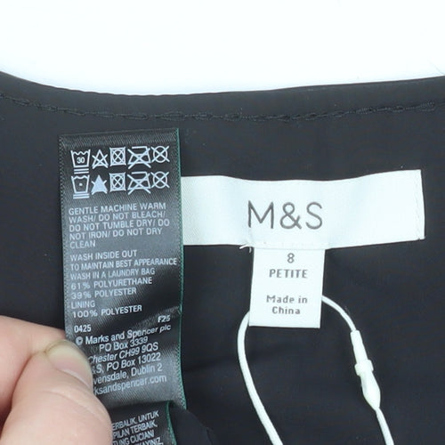 Marks and Spencer Women's Black Petite Size 8 Studded Faux Leather Shift Dress