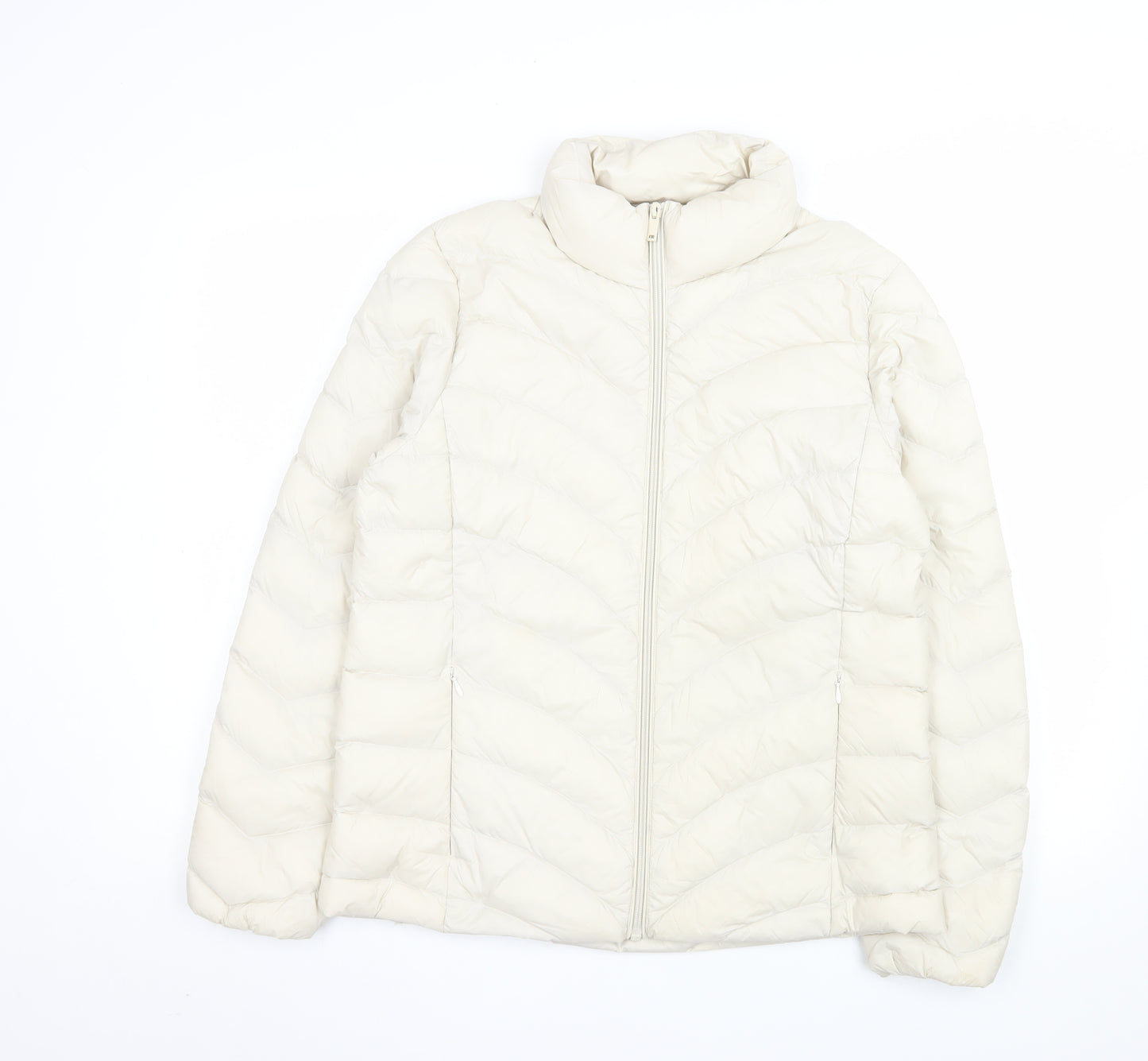 Marks and Spencer Womens Ivory Puffer Jacket Size 12 Regular Fit