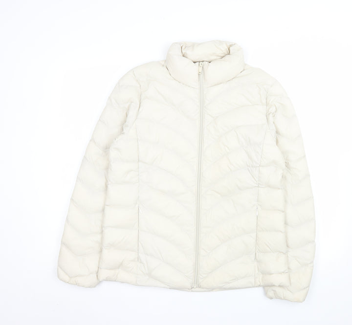 Marks and Spencer Womens Ivory Puffer Jacket Size 12 Regular Fit