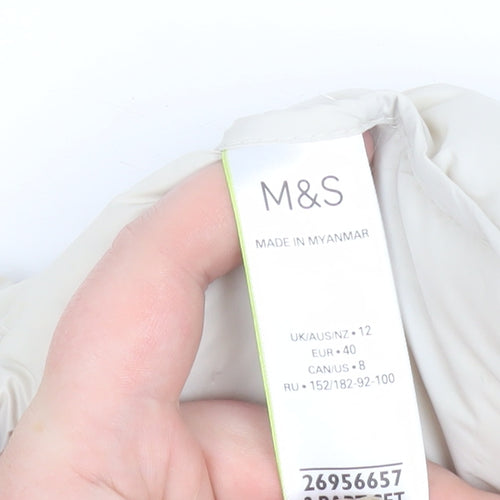Marks and Spencer Womens Ivory Puffer Jacket Size 12 Regular Fit