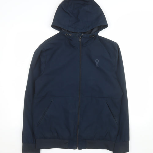 Jack & Jones Men's Blue Hooded Windbreaker Jacket Size M
