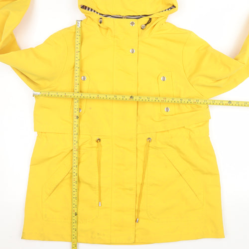 Tu Women’s Yellow Hooded Rain Coat Jacket Size 14 Waterproof Drawstring