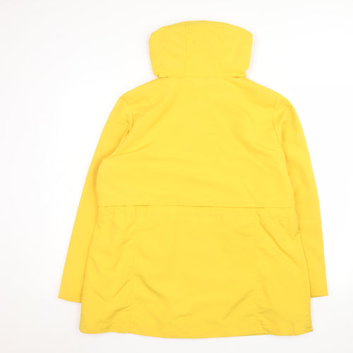 Tu Women’s Yellow Hooded Rain Coat Jacket Size 14 Waterproof Drawstring