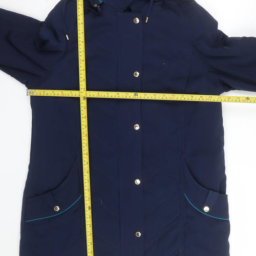 Isle Womens Blue Hooded Long Puffer Coat Size 14