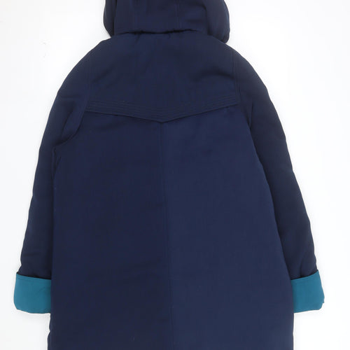 Isle Womens Blue Hooded Long Puffer Coat Size 14