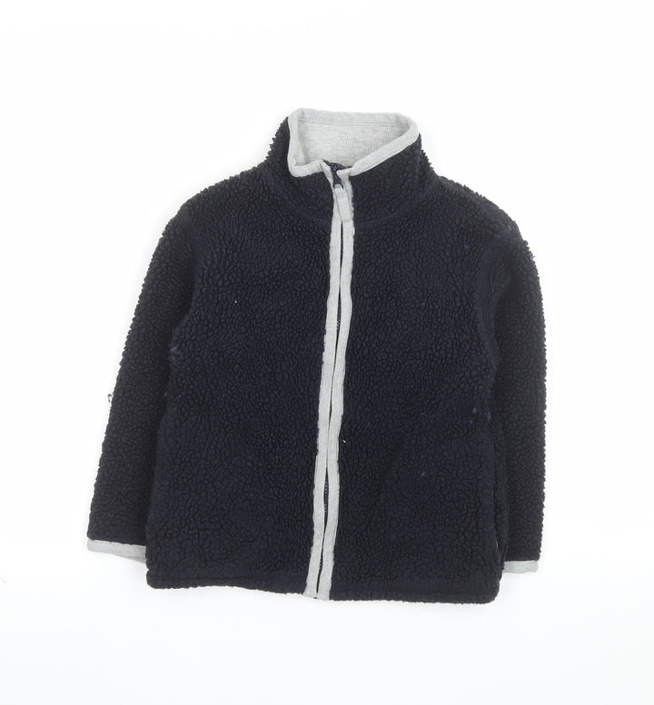 Mini Boden Boys Blue Fleece Lined Zip Jacket 5-6 Years