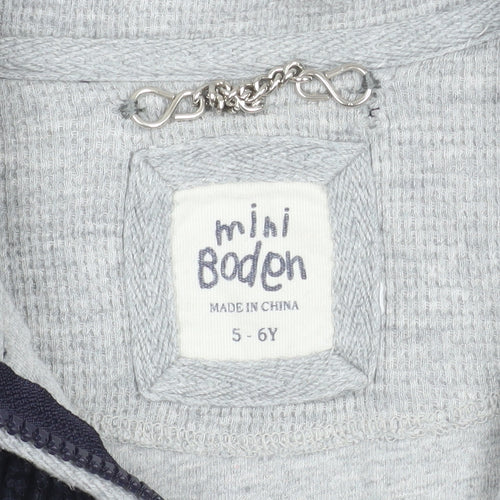 Mini Boden Boys Blue Fleece Lined Zip Jacket 5-6 Years
