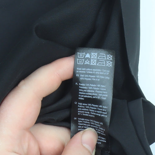 F&F Women’s Black Long Hooded Parka Coat UK 16 Belted Water Resistant