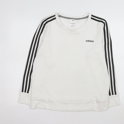 Adidas Womens White Long Sleeve Crew Neck Pullover Sweatshirt L