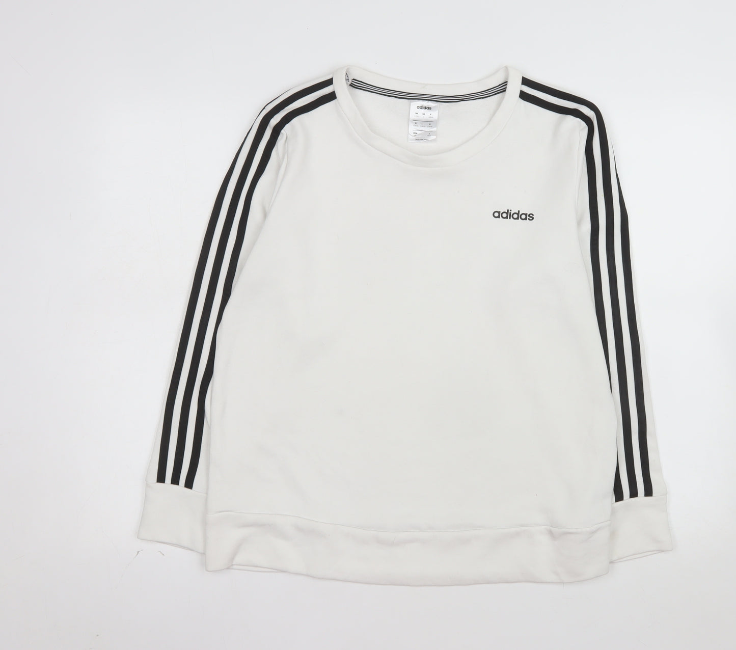 Adidas Womens White Long Sleeve Crew Neck Pullover Sweatshirt L