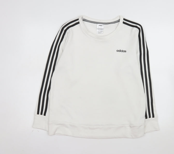 Adidas Womens White Long Sleeve Crew Neck Pullover Sweatshirt L