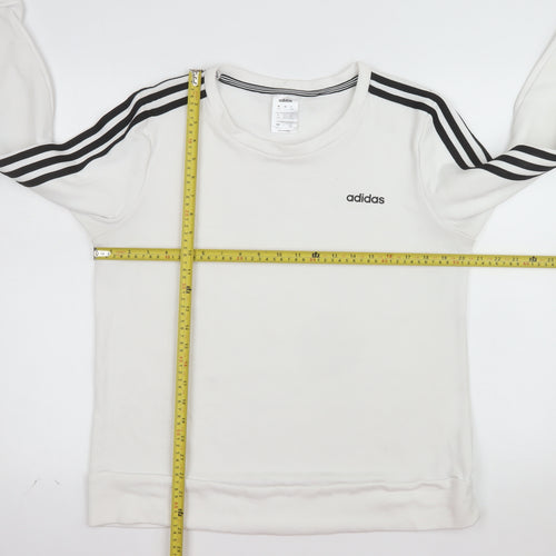 Adidas Womens White Long Sleeve Crew Neck Pullover Sweatshirt L
