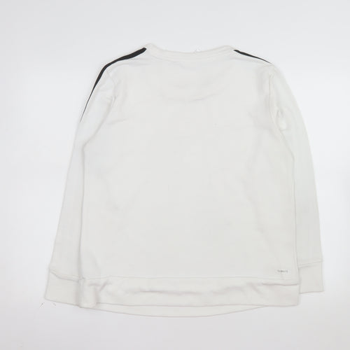 Adidas Womens White Long Sleeve Crew Neck Pullover Sweatshirt L