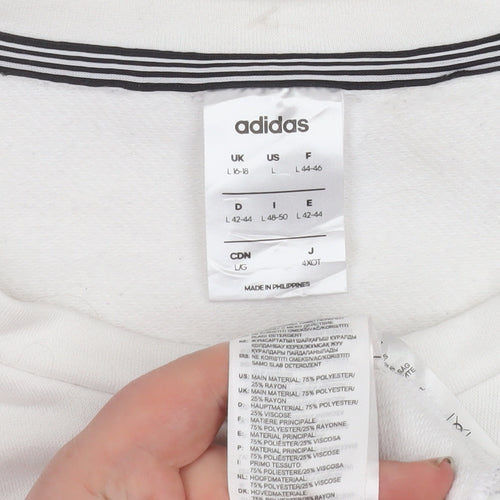 Adidas Womens White Long Sleeve Crew Neck Pullover Sweatshirt L