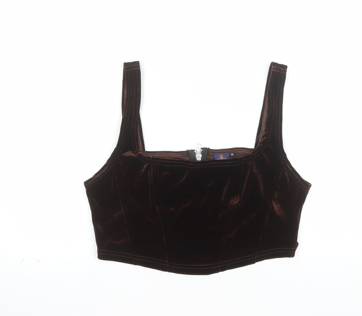 Beyond Retro Women's Brown Velvet Cropped Tank Top M