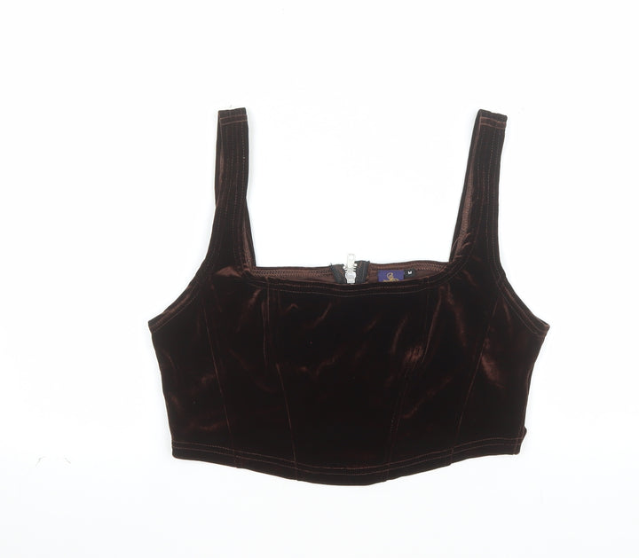 Beyond Retro Women's Brown Velvet Cropped Tank Top M