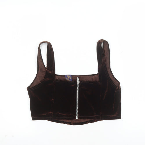 Beyond Retro Women's Brown Velvet Cropped Tank Top M