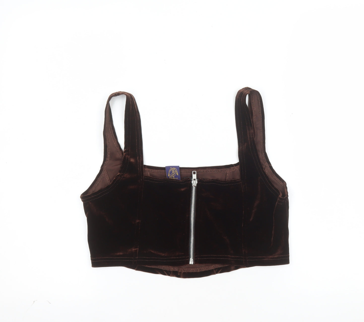 Beyond Retro Women's Brown Velvet Cropped Tank Top M