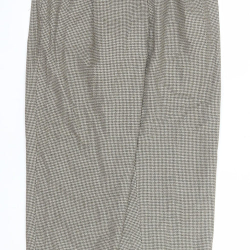 Giorgio Sant' Angelo Women's Brown Houndstooth Wool Pleated Trousers Size 14