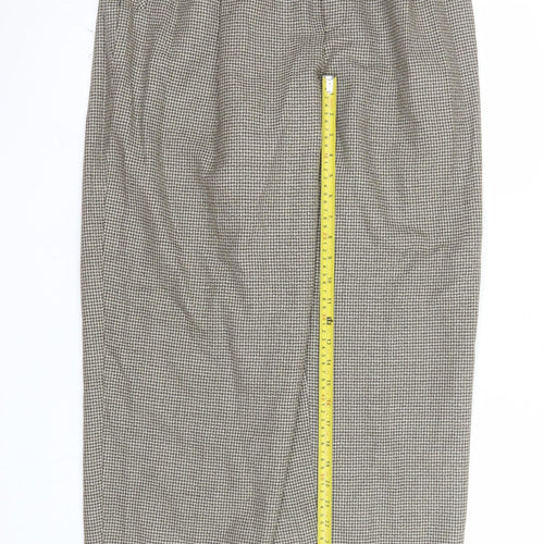 Giorgio Sant' Angelo Women's Brown Houndstooth Wool Pleated Trousers Size 14