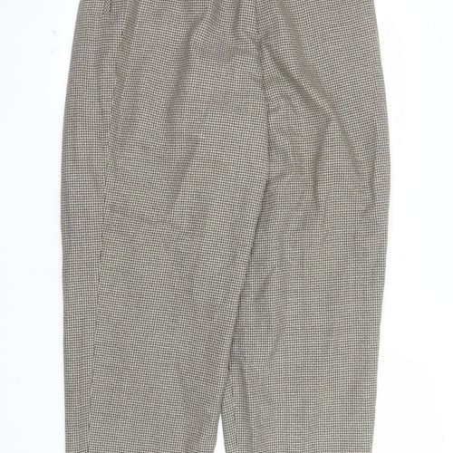 Giorgio Sant' Angelo Women's Brown Houndstooth Wool Pleated Trousers Size 14