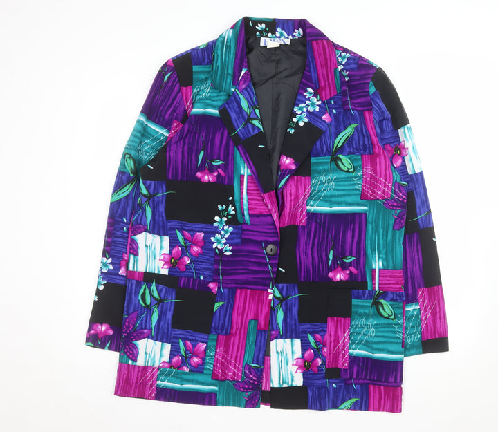 BFA Classics Womens Multicoloured Floral Single-Breasted Blazer Size L