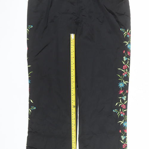 Classiques Entier Women’s Black Floral Embroidered Straight Trousers Size 10