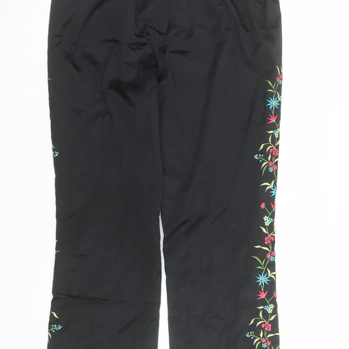 Classiques Entier Women’s Black Floral Embroidered Straight Trousers Size 10