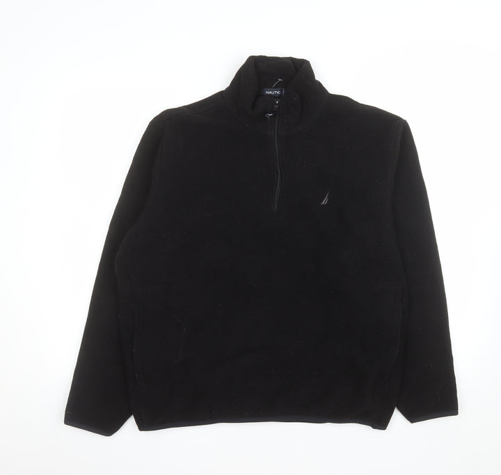 Nautica Men's Black Fleece 1/4 Zip Pullover Sweatshirt M
