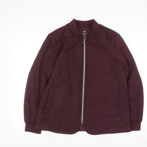 Marks and Spencer Womens Red Bomber Jacket Size 12 Shower Resistant