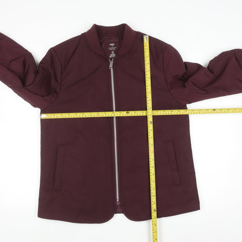 Marks and Spencer Womens Red Bomber Jacket Size 12 Shower Resistant