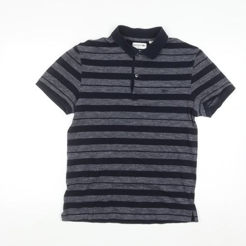 Lacoste Men’s Blue Striped Slim Fit Cotton Polo Shirt Size M