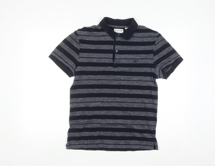 Lacoste Men’s Blue Striped Slim Fit Cotton Polo Shirt Size M