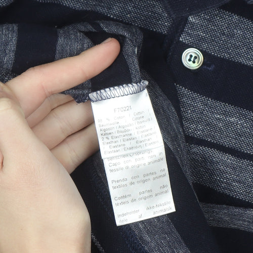 Lacoste Men’s Blue Striped Slim Fit Cotton Polo Shirt Size M