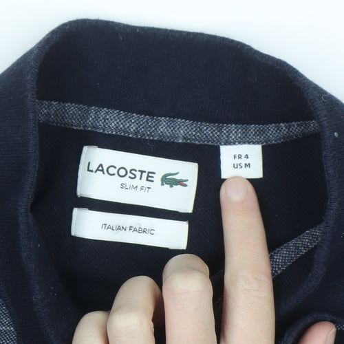Lacoste Men’s Blue Striped Slim Fit Cotton Polo Shirt Size M
