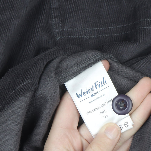 Weird Fish Women's Grey Corduroy Pinafore Dress Size 16