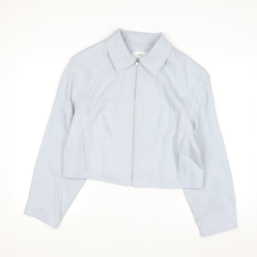Marks and Spencer Womens Blue Cropped Zip Jacket Size 14